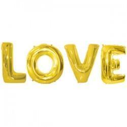 Надпись "LOVE", Золото, высота 102см/гелий